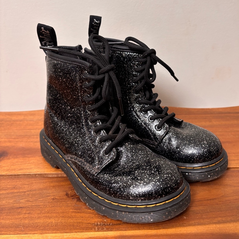Dr. Martens Sparkle Girl’s Black Multi Stitch Leather Boot 1460 size 13